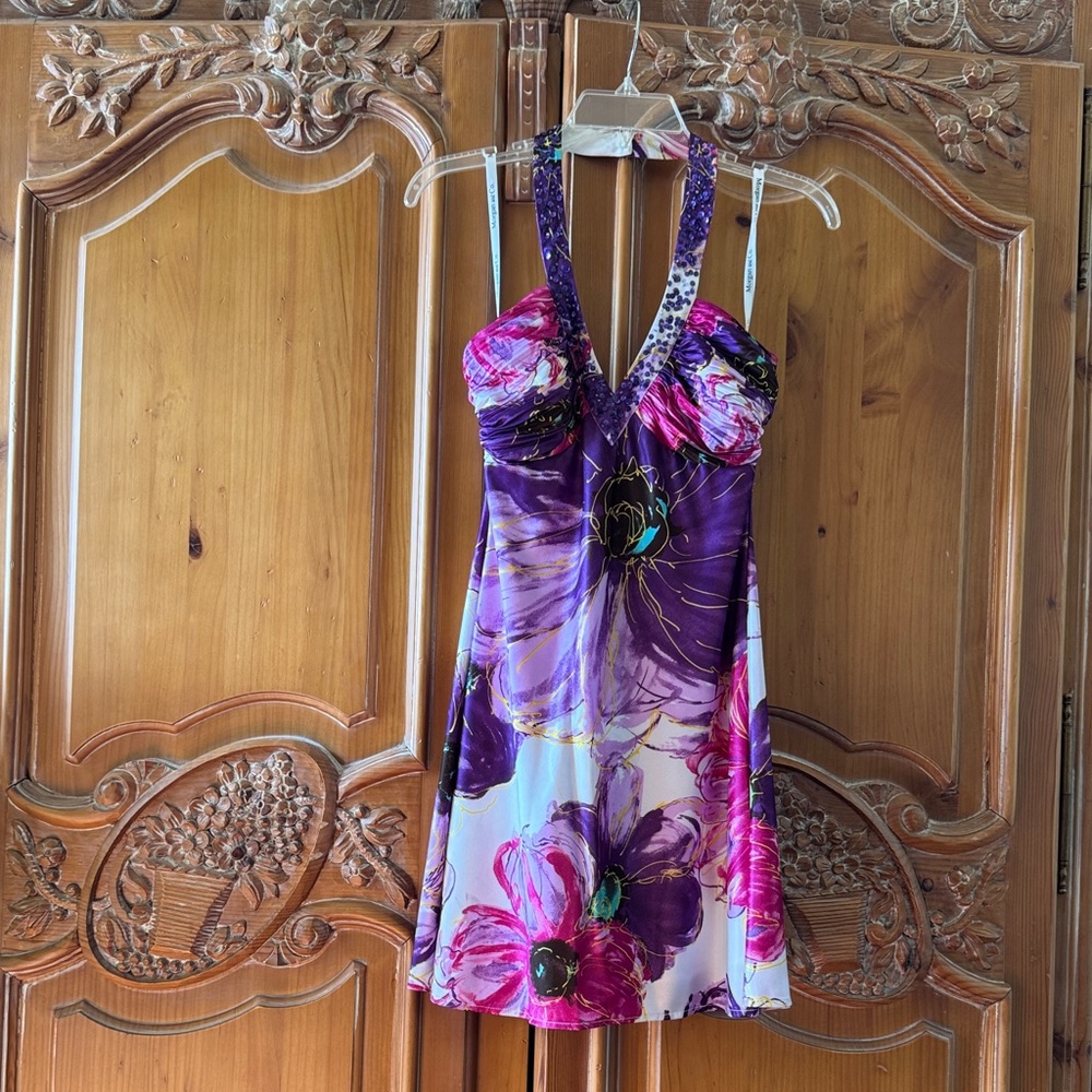 Morgan & Co. Floral Dress with Purple and Pink Tones